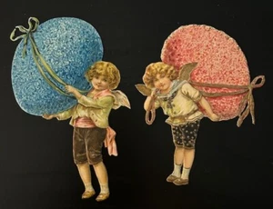 2er Set Vintage Ostern geprägte Stanzformen Engel mit übertriebenem Ei - Bild 1 von 6