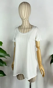 Summer Rundholz White Cotton Top with Contrast Trim, Size M - Picture 1 of 18