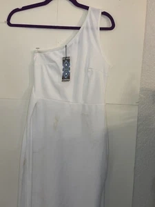 White One Shoulder Boohoo Mini Dress - Picture 1 of 7