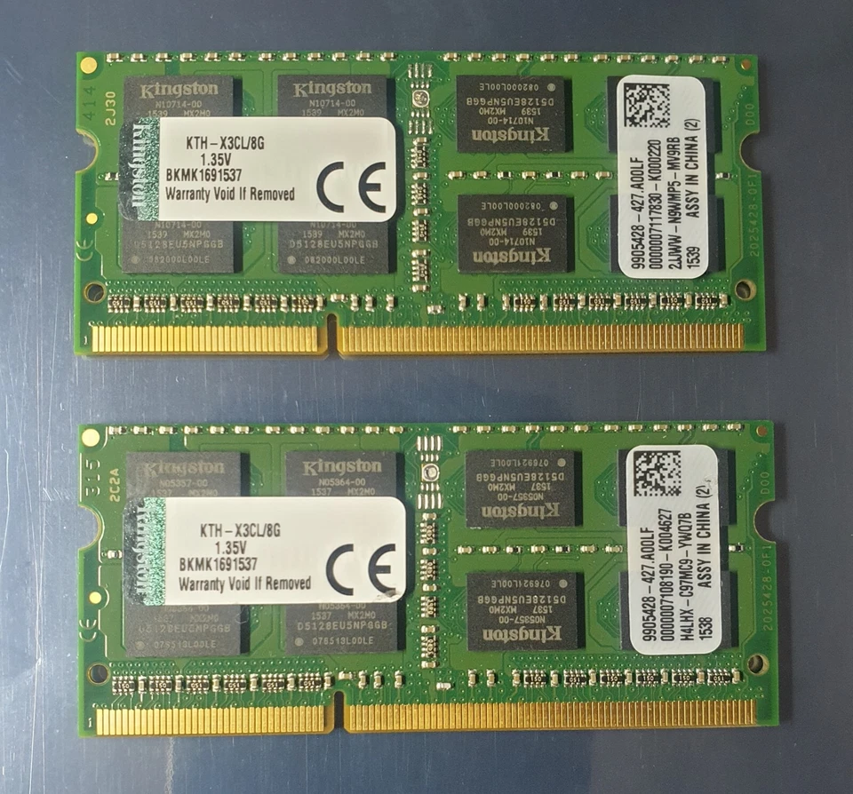 Kingston 16GB 2X8GB DDR3 2RX8 1600MHz PC3L-12800S 204pin Laptop Memory RAM 1538 - Image 1 of 1