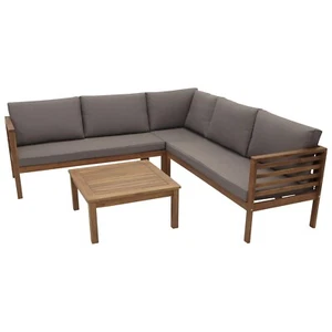 Loungeset Loungegarnitur Ecklounge Garten Sitzgruppe MANAUS 208x208cm Akazie - Bild 1 von 9