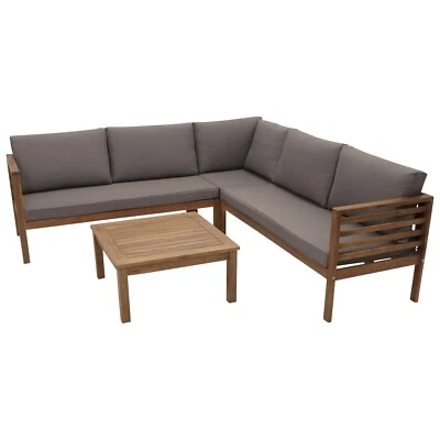 Loungeset Loungegarnitur Ecklounge Garten Sitzgruppe MANAUS 208x208cm Akazie - Bild 1 von 4