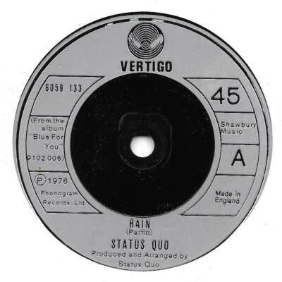 SP 45 RPM (7")   Status Quo " Rain "  Angleterre - Photo 1/2