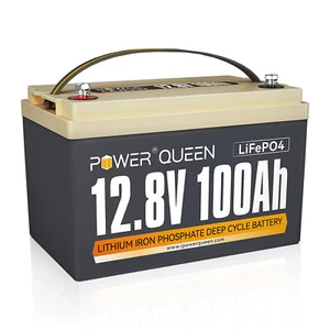 Batterie lithium Power Queen 12V 100Ah batterie LiFePO4 avec 100A BMS pour maisons - Photo 1/10