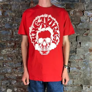 T-shirt da uomo afro teschio afro rossa taglia S, M, XL - Foto 1 di 1