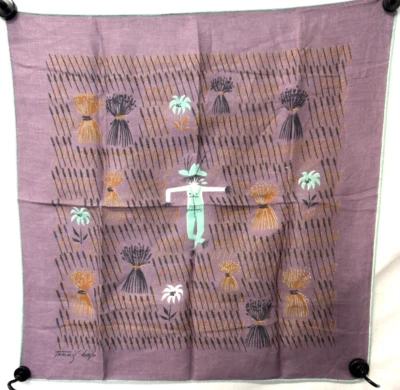 Pañuelo firmado por Tammis Keefe Hanky Hankie espantapájaros susto cuervo flor de trigo Foto 1 de 3