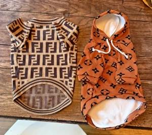 Two Faux Designer Dog Coats Small / Medium - Picture 1 of 12