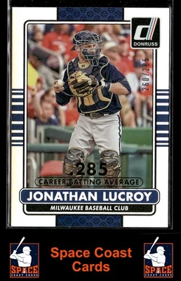 2015 Donruss Jonathan Lucroy #116 /285 Career Stat Line - Image 1 of 2