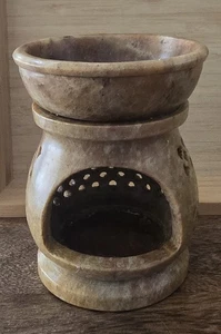 Carved Soapstone Tea Light Holder/Warmer Hand-Carved - Warms Resins / Oils - Picture 1 of 7