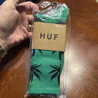 Calcetines Huf Verde/Negro Marihuana Pot Leaf Calcetines Talla Única Adulto Nuevos con Etiquetas Foto 1 de 3