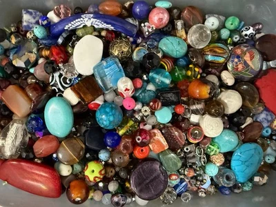 3 POUNDS of Loose Glass & Stone Beads for Crafting/Jewelry Making, Large Variety - Image 1 of 4