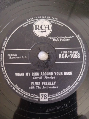 ELVIS PRESLEY WEAR MY RING AROUND YOUR NECK 78RPM RCA-1058 - Image 1 of 4