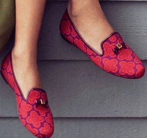 Cargadoras para mujer Tory Burch florales Chandra rojo borgoña talla 7,5 - Imagen 1 de 14