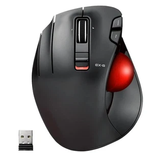 ELECOM EX-G Left Handed Trackball Mouse, 2.4 Ghz USB Wireless, Ergonomic, Thumb - Picture 1 of 9