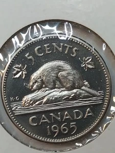 Moneda de 5 centavos Canadá 1965 prueba como - Imagen 1 de 3