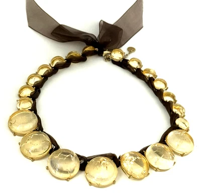 Talbots 18» шампанского треск стекла и коричневый шифоновое лента золотистый ожерелье - Изображение 1 из 4