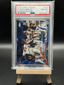 2018 Topps Chrome Sapphire Refractor Atlanta Braves Team #135 PSA 10 POP 3!! - Picture 1 of 2