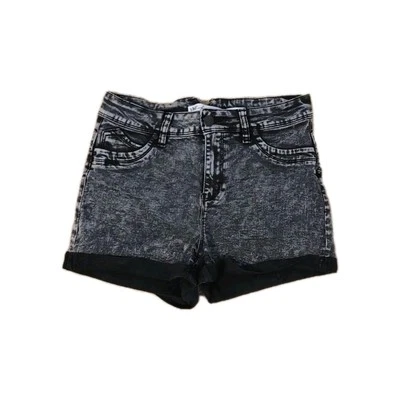 Pantalones Cortos de Denim YMI Luxe Tiro Súper Alto Negro Lavado a Piedra Dobladillo con Puños Talla 9/29 Jr Foto 1 de 4