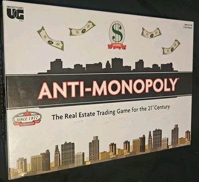 Anti-Monopoly Board Game  University Games missing 1 hotel - Image 1 of 4