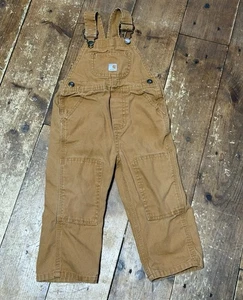 Toddlers Vintage 2000's Carhartt Double Front Knee Canvas Overalls Sz 2T - Picture 1 of 5