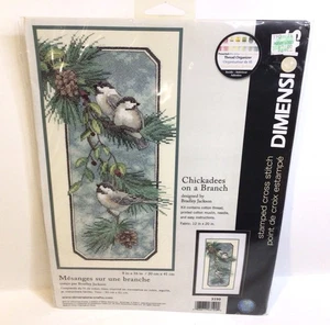 Dimensions Stamped Cross Stitch Kit Chickadees on a Branch 8” x 16” NEW Sealed - Picture 1 of 4
