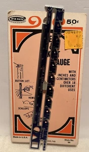 Vintage Penn Products New Metal Sew & Knit Gauge 6" Measuring Ruler #68 USA - Picture 1 of 10