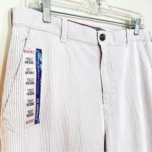 Izod Seersucker Nadelstreifen gerade Passform Hose Herren 34" x 34" grau Karriere adrett - Bild 1 von 7