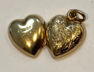 Pequeño medallón foto oro 9ct vintage colgante forma corazón - Imagen 1 de 6