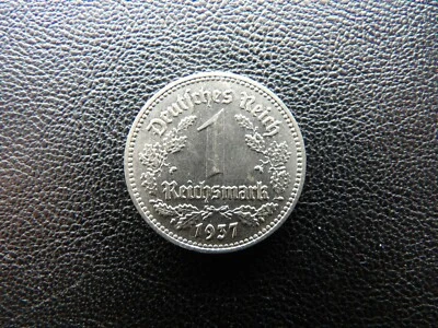 Germany 1937 A 3rd Reich SS Nazi Eagle 1 Reichsmark mark nickel Coin H - Image 1 of 3