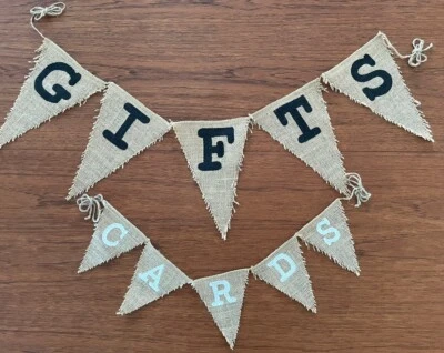 Tarjetas Mesa Arpillera Bunting Letrero Corazón Natural Banner Regalo Rústico Foto 1 de 4