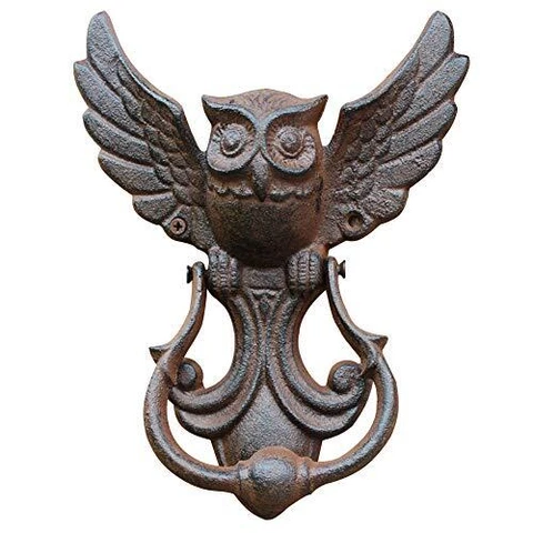 OwlDoor Handle, Vintage Door Knocker Metal Cast Iron Door Ring, Heavy Duty Owl Cover
