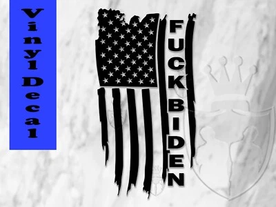 F Joe Biden Distressed American Flag 10 Inch Vinyl Decal, Wall Window Sticker - Image 1 of 4