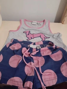 peter alexander jnr pink dog pyjama top and shorts set size 8 - Picture 1 of 3