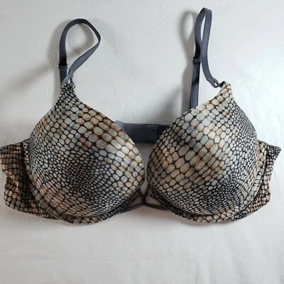 Sujetador Victoria's Secret 36B Bombshell Miraculous Plunge Gris Serpiente Añade 2 Tazas Foto 1 de 4