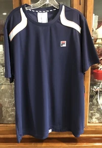 FILA Performa Energy UV S/S Navy Multi Crew Tennis Shirt Men's 2XL NWT - Picture 1 of 18