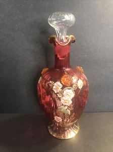 Antique Moser glass decanter/Carafe/Enamel/Red Color/Art Nouveau/Czech C.1925 - Picture 1 of 13