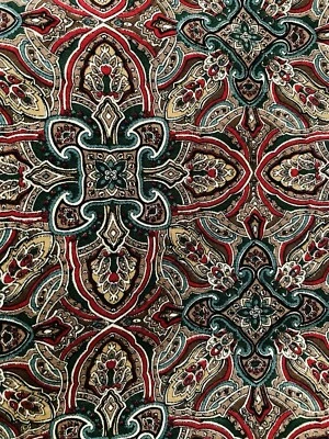 Red Hunter Green Paisley Medallions Camelot Hoffman California Fabrics 2.5Y x 44 - Image 1 of 4