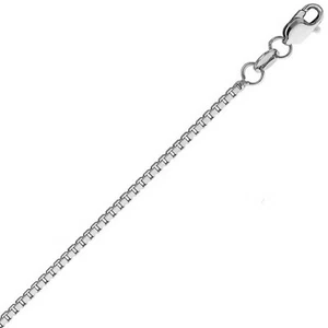 14K massives Weißgold 0,45 mm Box Kette mit Karabinerverschluss 16" 18" 20" - Bild 1 von 6