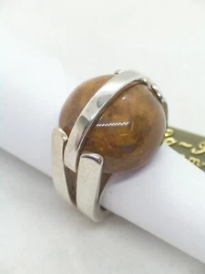 ANELLO in ARGENTO 925 con DIASPRO Marrone naturale - pietra dura - pietre dure - - Picture 1 of 6