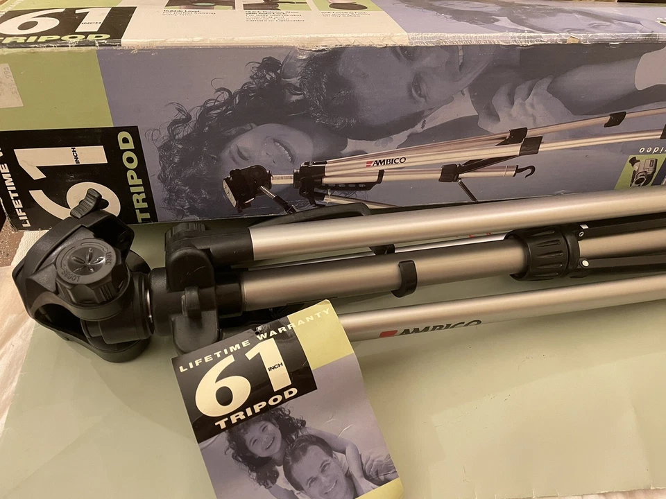 AMBICO V-0552 61 Inch PHOTO VIDEO TRIPOD LIFETIME WARRANTY NEW IN BOX - Image 1 of 4