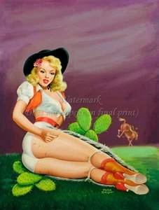 PETER DRIBEN Pin-Up Poster or Canvas Print "Fallin on the Cactus" #02 - Picture 1 of 1