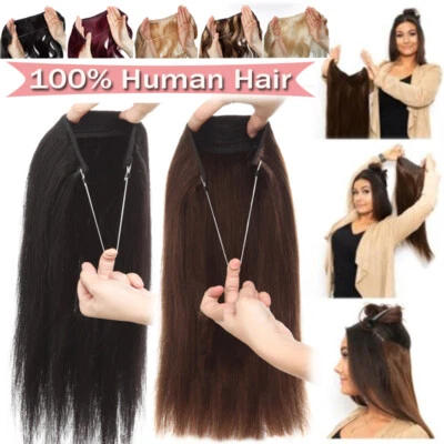 THICK Brown 100% Remy Human Hair Extensions Hidden Wire In Line Weft 120G Weave - Image 1 of 4