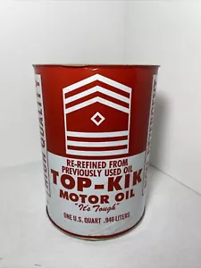 Vintage Top-Kik Motor Oil 1 Quart Can Gas Station Sign Red No Lid 5.5” - Picture 1 of 7