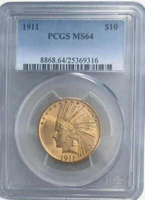 1911 $10 GOLD INDIAN HEAD EAGLE PCGS MS 64 - Image 1 of 4