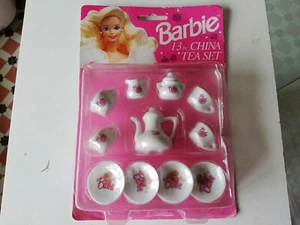 Vintage Barbie 13 piece China tea set Chilton Toys 1992 sealed unopened on card - Picture 1 of 9