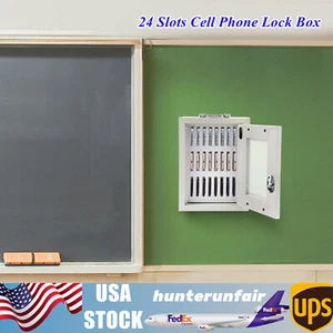 Cell Phone Lock Box 24 Slots Phone Locker & Key Cell Phones Storage Cabinet - Photo 1 sur 14