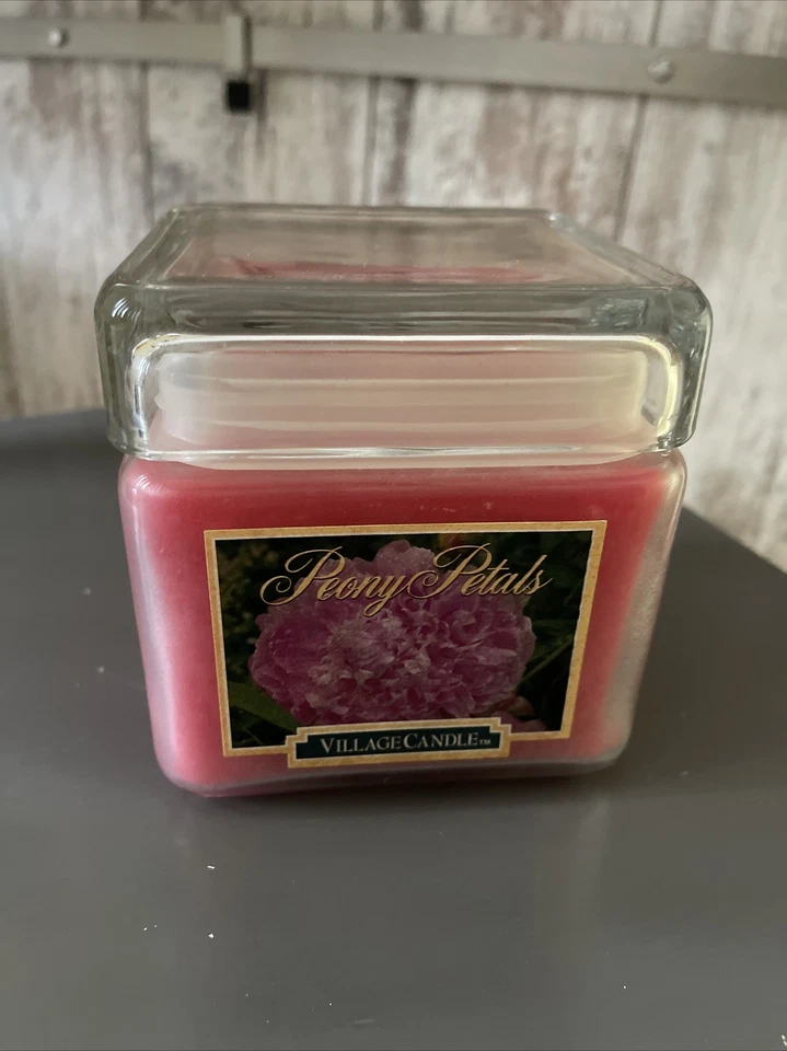 Village Candle Limited Edition Peony Petals 2 Wick Jar USED Rare Flowers 26 oz - Image 1 of 4