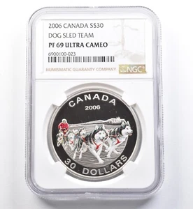 2006 Canada 30 Dollars Silver Dog Sled Team PF69 UCAM NGC *4520 - Picture 1 of 3