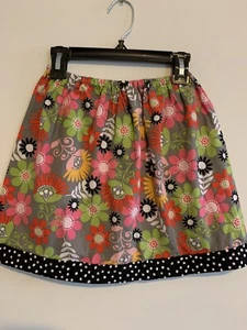 Girls Handmade /Pink, Black, Lime / Floral Spring Short Skirt /Size 3-4 - Picture 1 of 5
