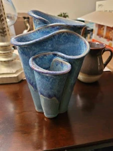 1980s vintage bay pottery wave vase mid century modern - Picture 1 of 3